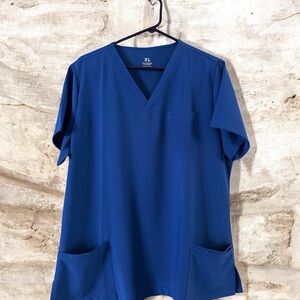 Blue V-Neck Scrub Top